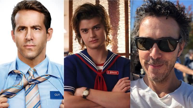 Ryan Reynolds em Free Guy, Joe Keery em Stranger Things e Shawnyn Levy em foto de seu perfil - Fox/Netflix/Instagram