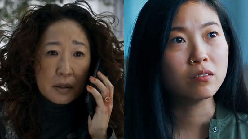 Sandra em "Killing Eve" e Awkwafina em "The Farewell" - Divulgação/BBC/A24