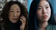 Sandra em "Killing Eve" e Awkwafina em "The Farewell" - Divulgação/BBC/A24