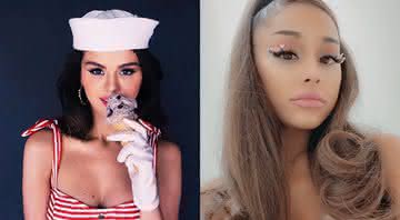 Selena Gomez em foto de divulgação e Ariana Grande em seu perfil nas redes sociais - Instagram