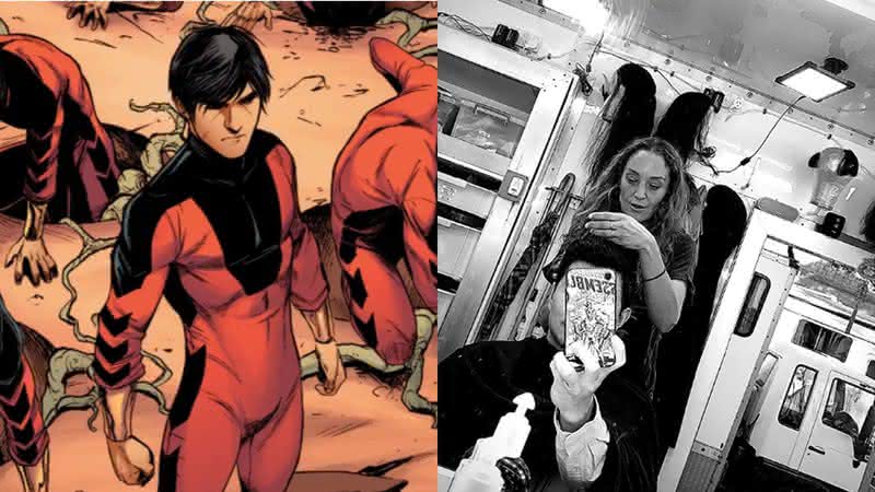 Shang-Chi no quadrinhos e postagem de rede social de Simu Liu - Reprodução/Marvel/Twitter