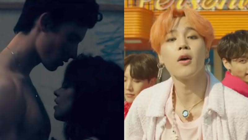 Clipe de Señorita e de Boy With Luv, ambos no YouTube - YouTube