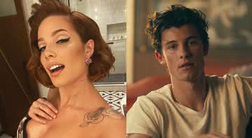 Halsey em clique nas redes e Shawn Mendes em clipe de Señorita - Instagram/YouTube