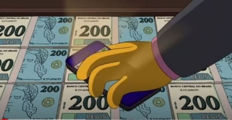 Nota de 200 reais aparece em episódio de 2014 de Os Simpsons, que se passa durante a Copa do Mundo do Brasil - Transmissão/Fox/2014