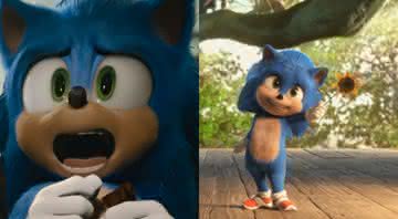 Sonic em trailer do filme e Baby Sonic em trailer japonês do longa - Divulgação/Sony Pictures