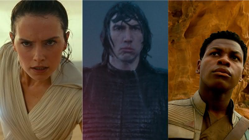 Rey, Kylo Ren e Finn em A Ascensão Skywalker - Divulgação/Disney