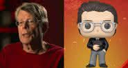 Stephen King em entrevista ao lado de seu boneco Funko - YouTube/Instagram