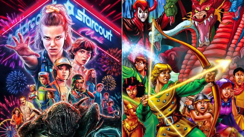 "Stranger Things" ganhará série animada inspirada em desenhos matinais da década de 1980 como "Caverna do Dragão" - Divulgação/Netflix/CBS