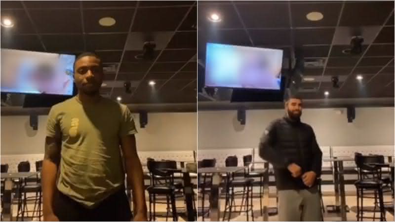 Amigos acabaram banidos do TikTok após publicarem um vídeo dançando em frente à uma TV exibindo um filme pornô - Twitter