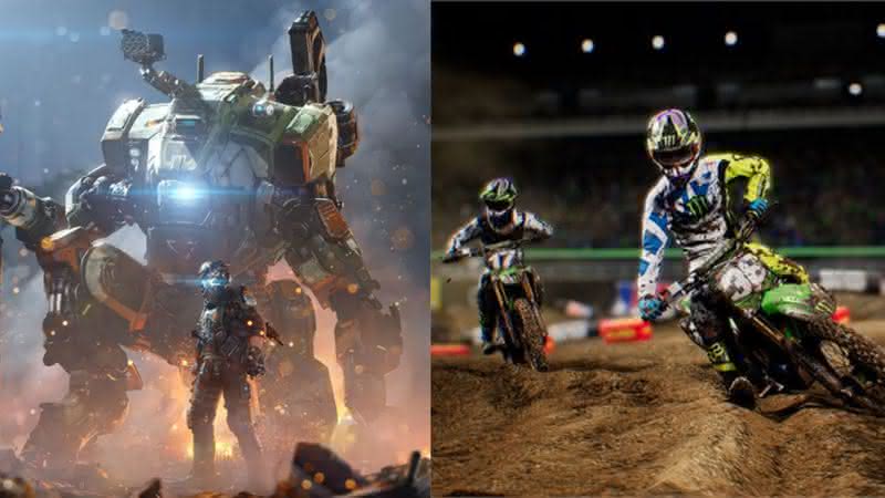 Pôster de Titanfall 2 e captura de tela de Monster Energy Supercross – The Official Videogame - Respawn Entertainment/Milestone S.r.l