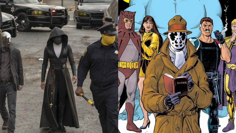 Cena da série Watchmen, da HBO, e dos quadrinhos originais - HBO/DC