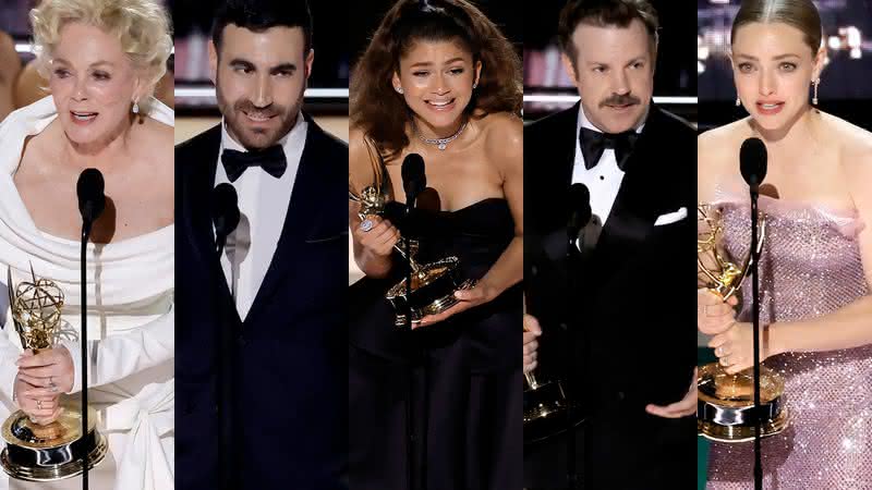 Zendaya, por "Euphoria"; Jean Smart, por "Hacks; Jason Sudeikis e Brett Goldstein, de "Ted Lasso", e mais vencedores do Emmy Awards 2022 - Kevin Winter/Getty Images