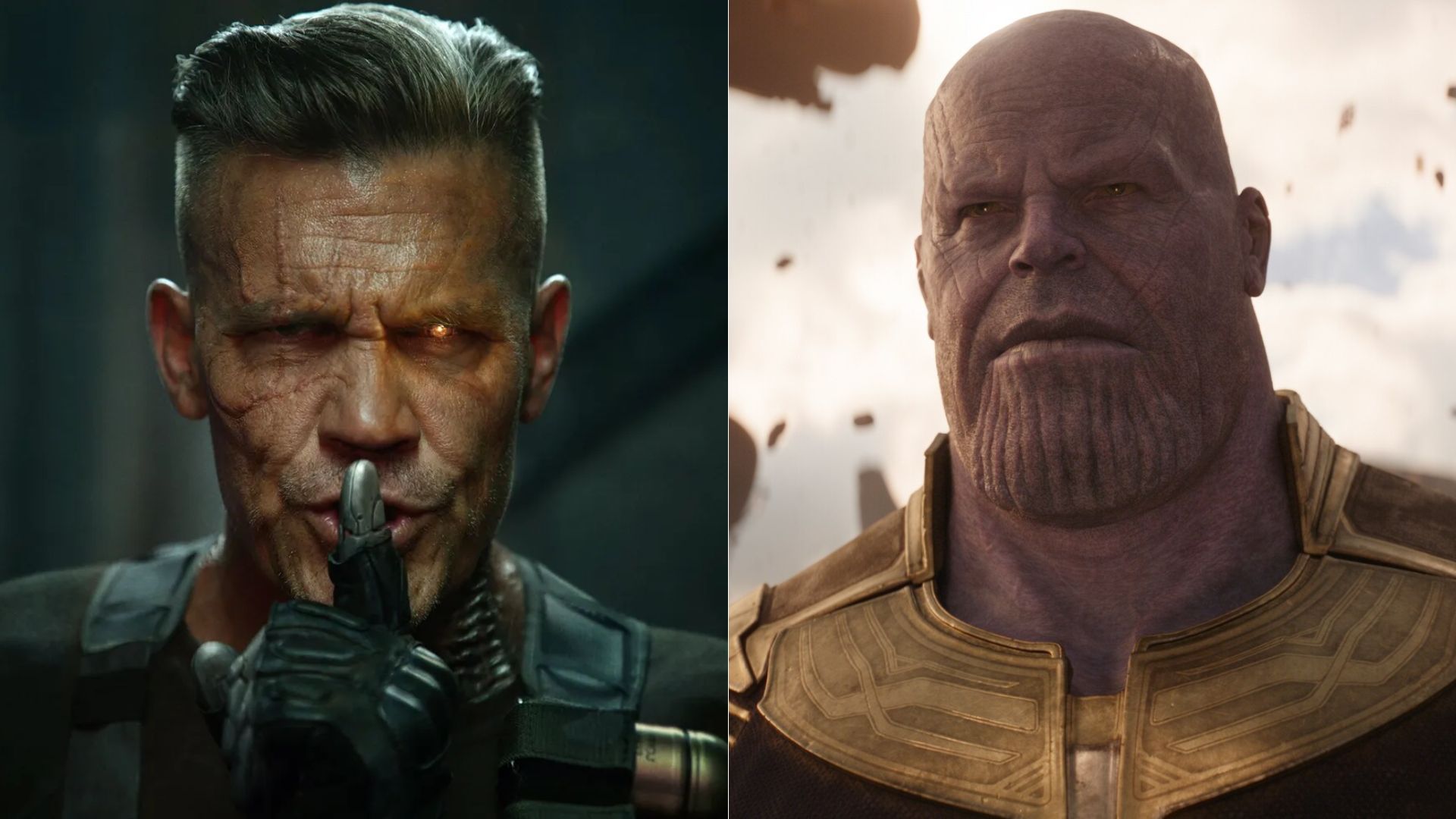 Em 2018, Josh Brolin viveu dois personagens da Marvel nos cinemas: Cable, em "Deadpool 2", e Thanos, em "Vingadores: Guerra Infinita" (Foto: Reprodução/20th Century Fox/Marvel Studios)