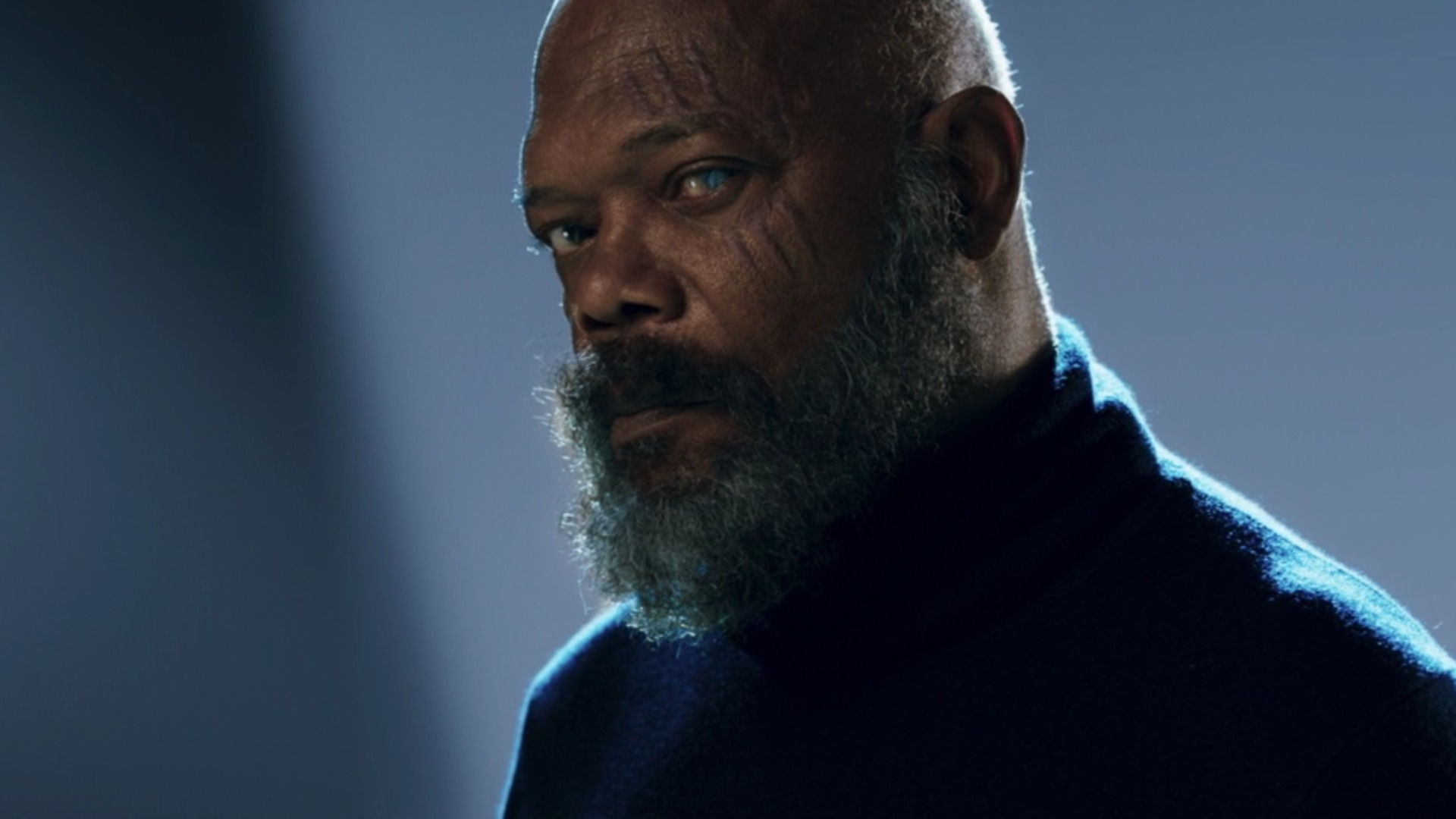 Nick Fury na primeira imagem divulgada de "Invasão Secreta", nova série da Marvel para o Disney+ (Foto: Divulgação/Marvel Studios)