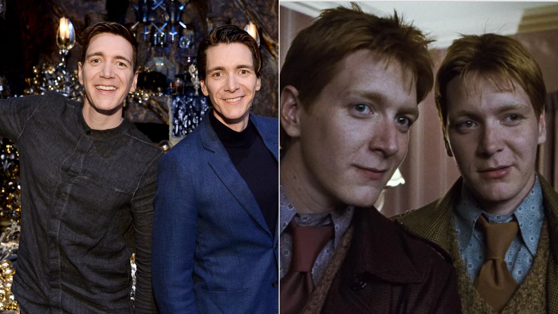 James e Oliver Phelps nos estúdios de "Harry Potter"