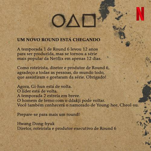 Criador da série, Hwang Dong-hyuk, sobre a 2ª temporada de "Round 6"/ Crédito: Netflix