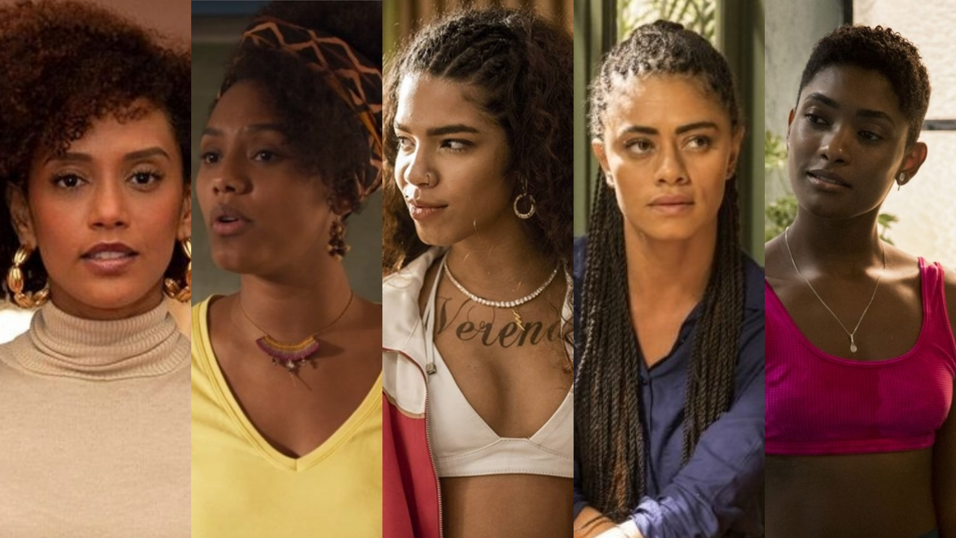 Taís Araújo, Jéssica Ellen, Maria, Ana Flávia Cavalcanti e Erika Januza: atrizes negras ostentam seus cabelos naturais ou estilizados na atual novela das 21h da Rede Globo, Amor de Mãe (Globoplay)
