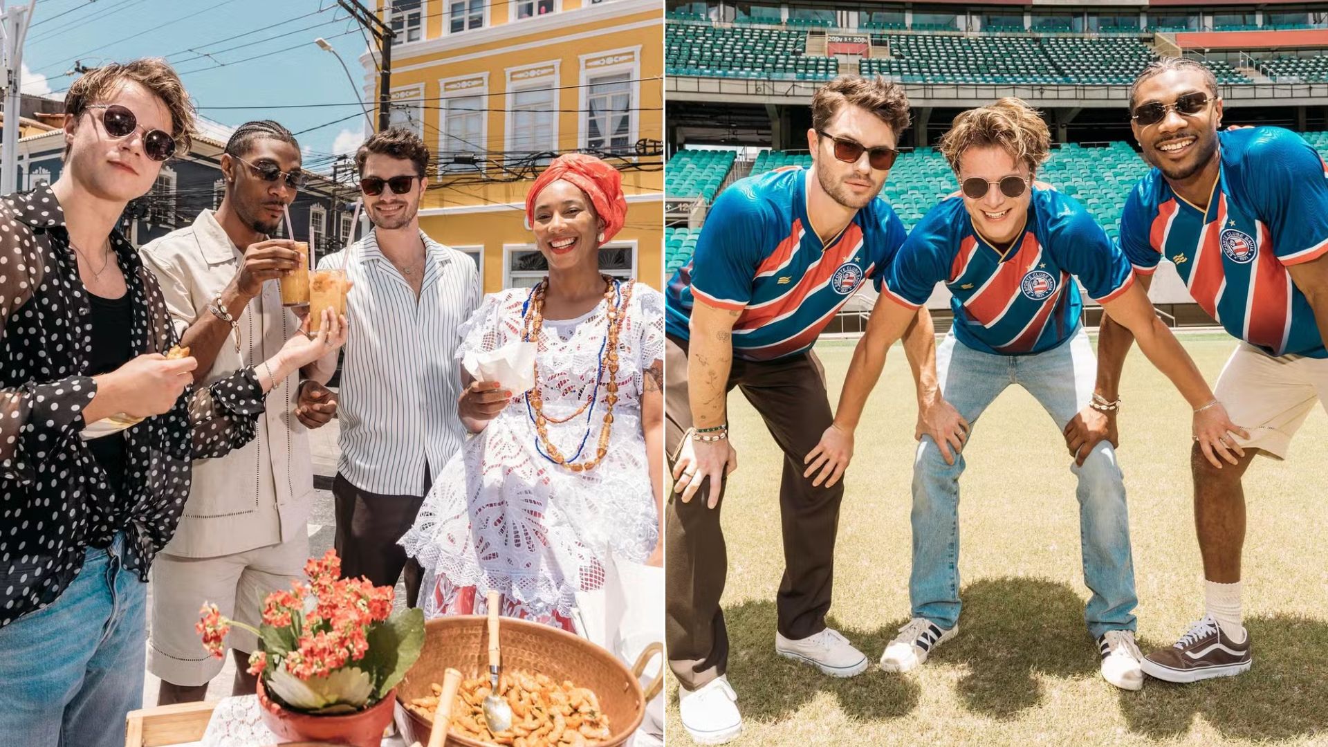 Em Salvador, elenco de Outer Banks curte Olodum, prova acarajé e faz passeio turístico