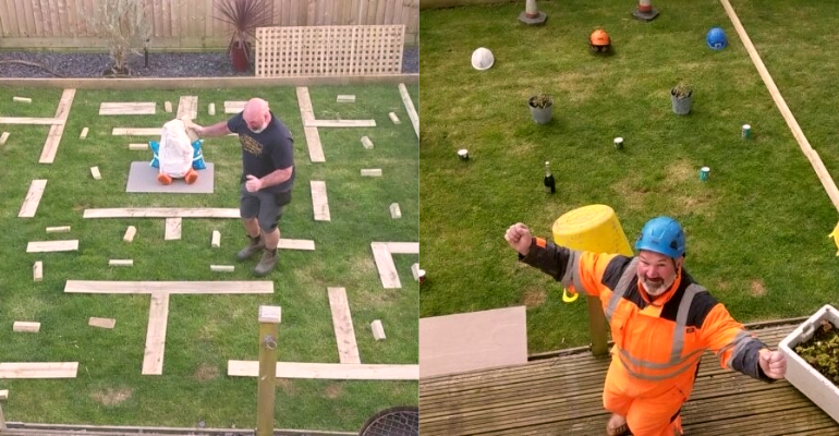 Paisagista recria jogos de videogame no jardim para se entreter durante a quarentena