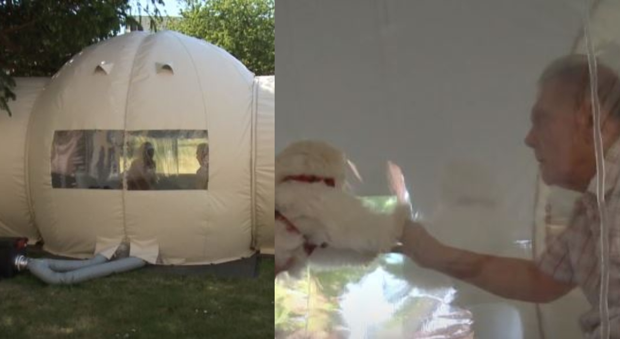 Bolha especial permite visitas em lar de idosos na França; veja