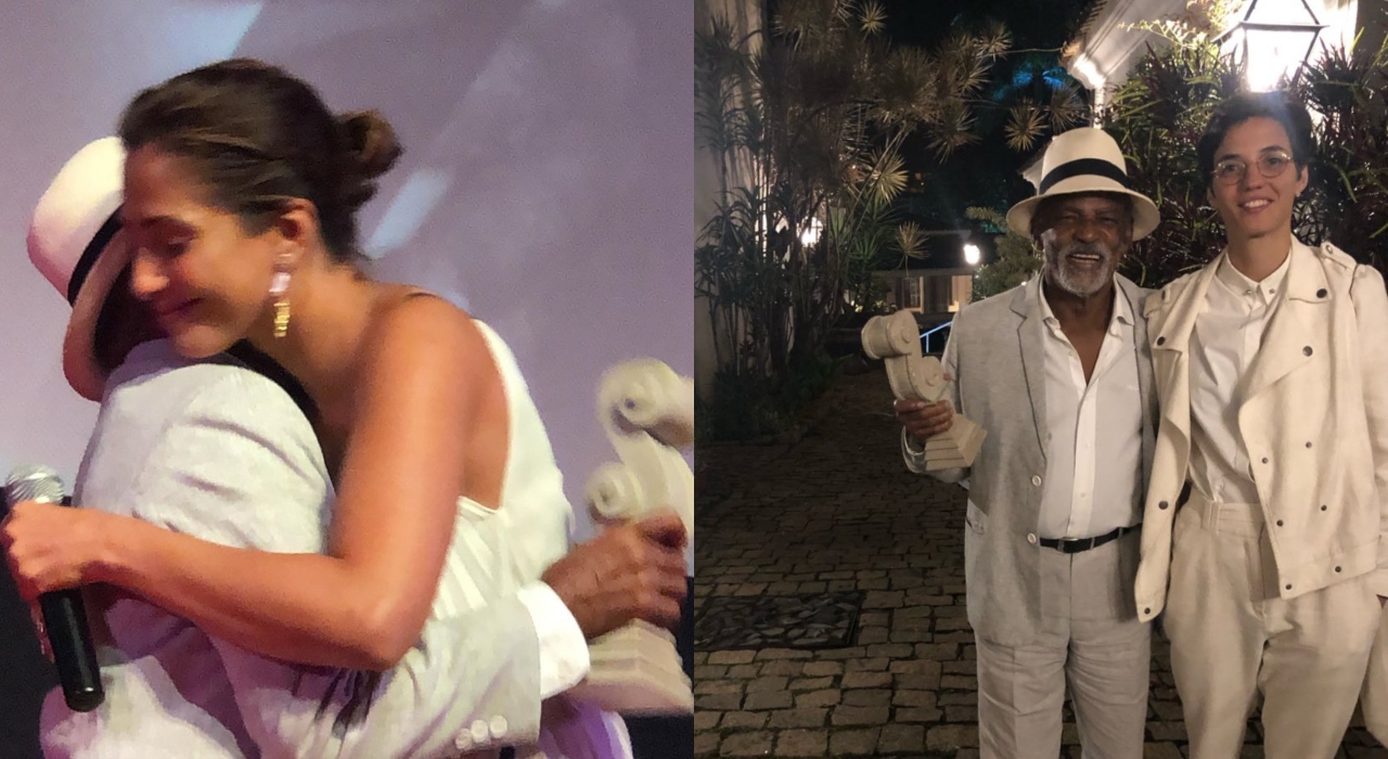Namorada de Camila Pitanga posa ao lado do sogro