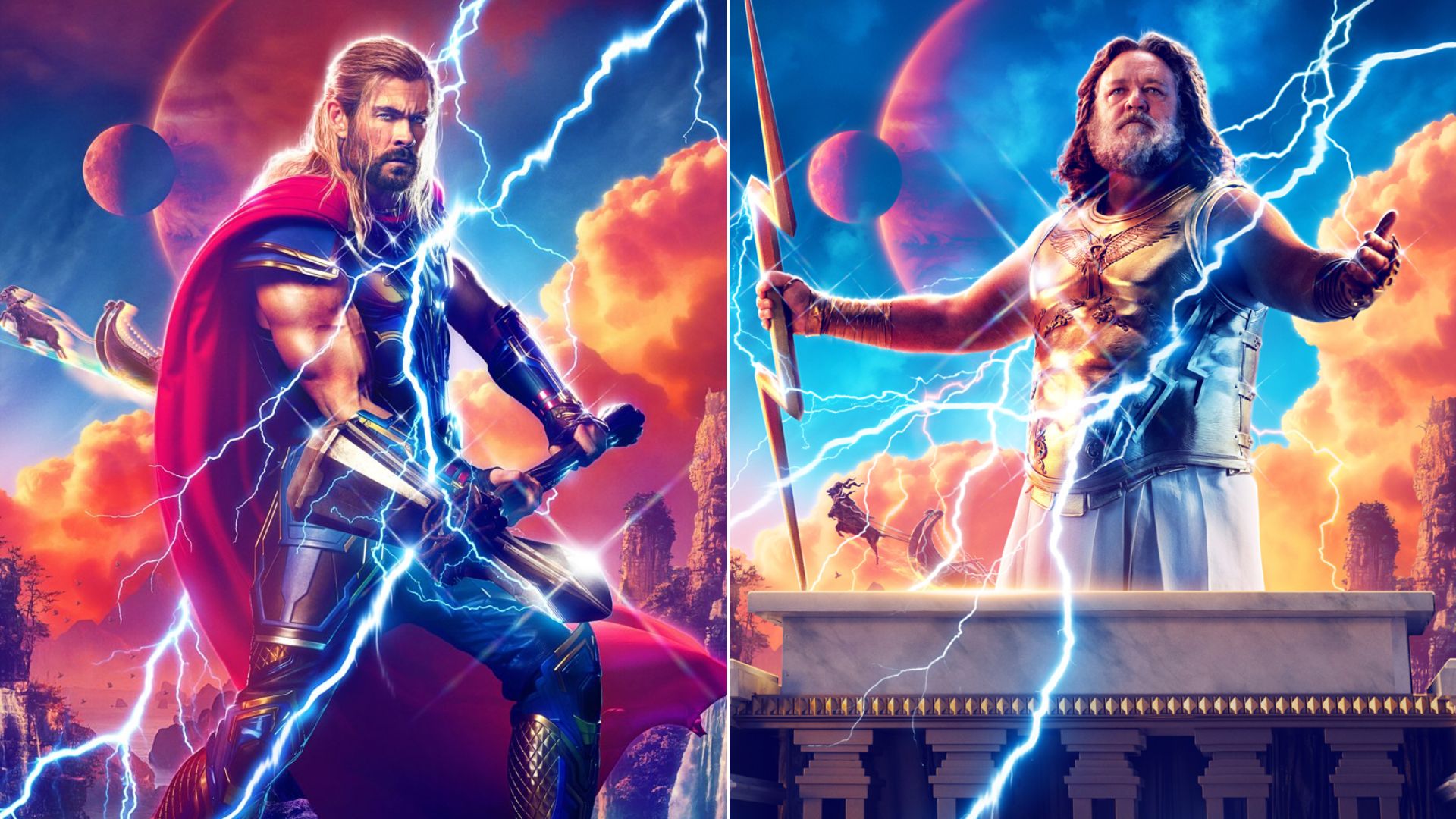 Chris Hemsworth elogia atuação de Russell Crowe como Zeus em “Thor 4”: “Foi divertido”