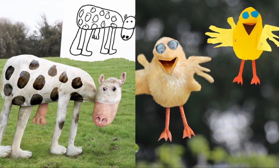 Pai transforma desenhos dos filhos pequenos em imagens da “vida real” e faz sucesso na web