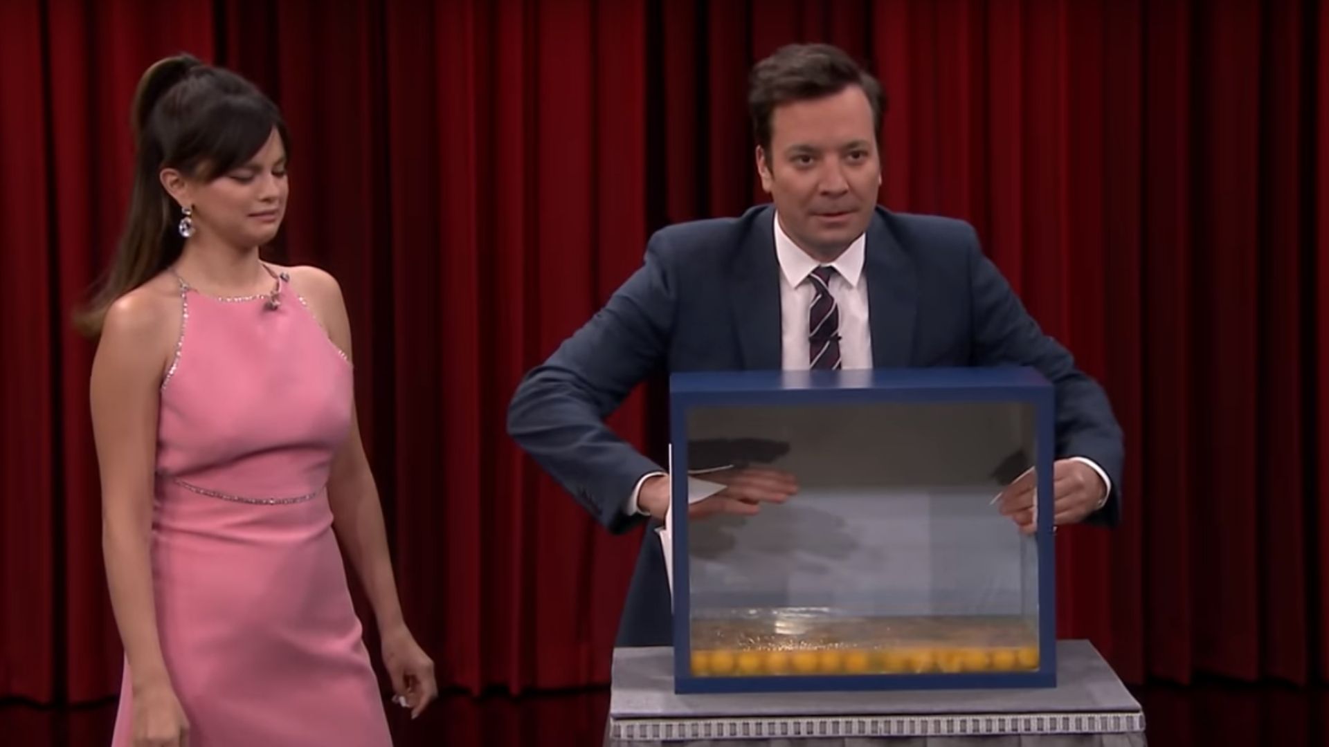 De Cérebro de vaca a larvas, Selena Gomez participa de jogo com Jimmy Fallon