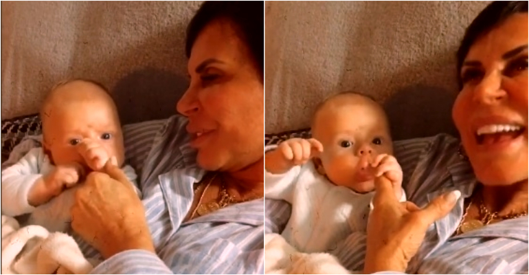 Gretchen paparica o neto Bento: “Eu sou muito lindo da minha avó!”