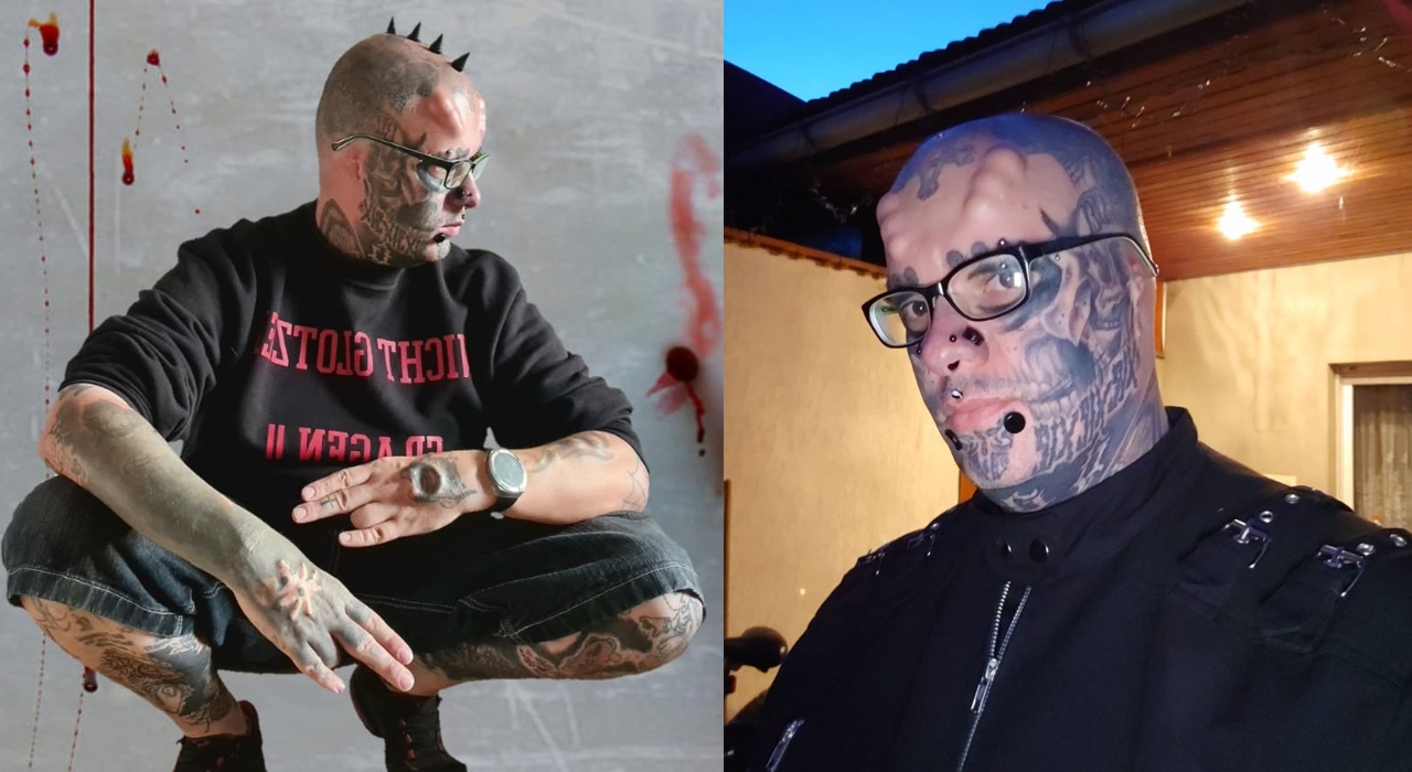 Viciado em tatuagem, alemão retira orelha e gasta R$ 44 mil para se transformar em caveira; veja