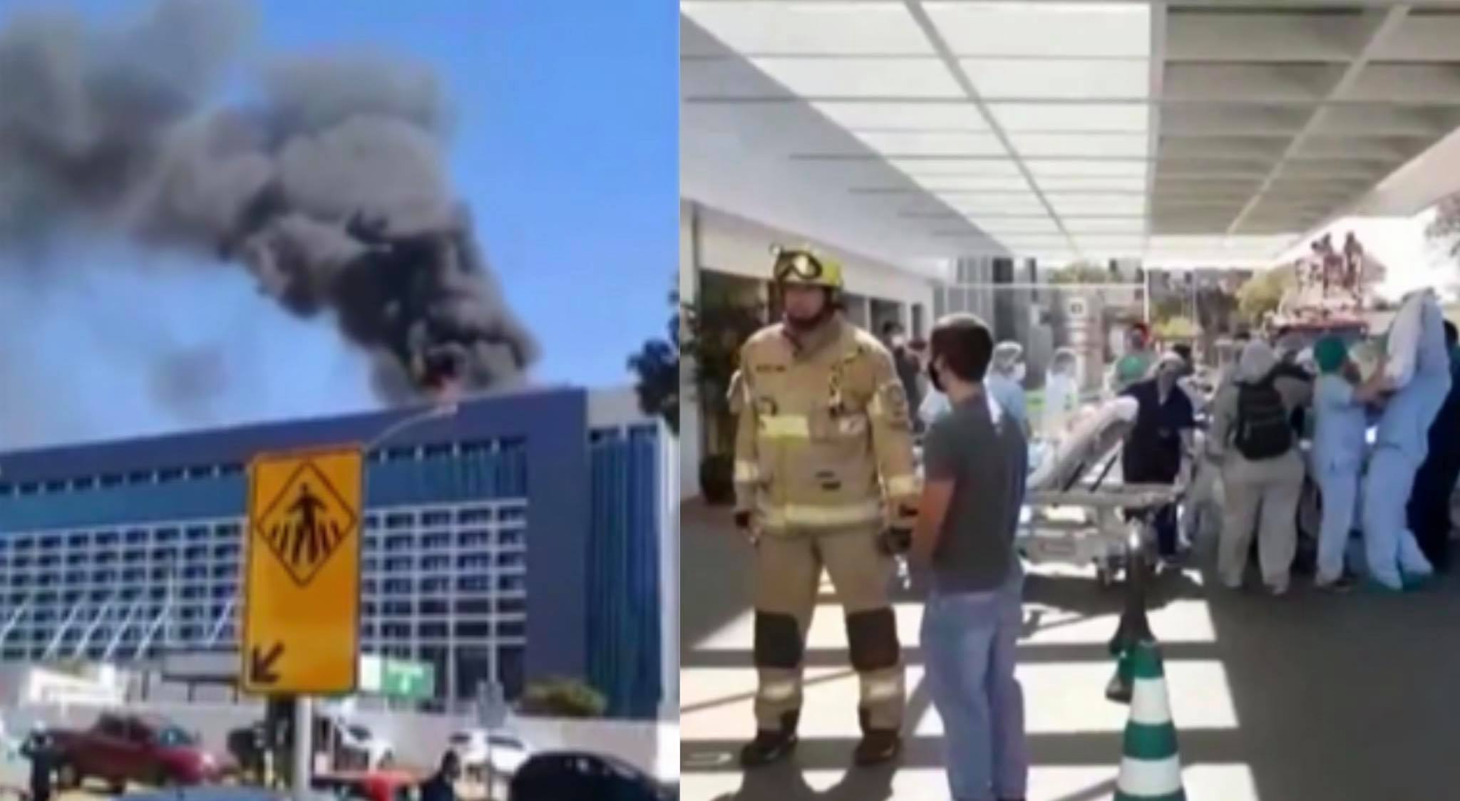 Hospital no DF é atingido por incêndio e pacientes são retirados às pressas