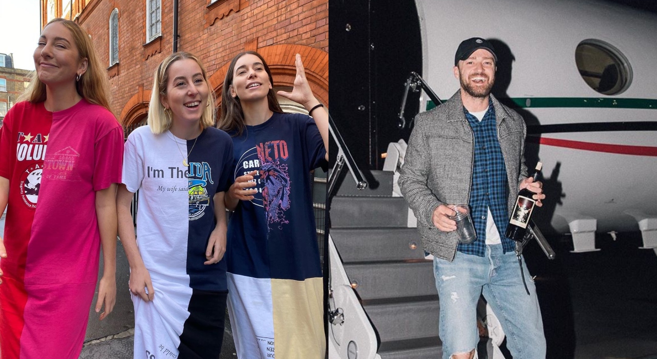 Colaboração? Justin Timberlake compartilha foto no estúdio com o trio HAIM