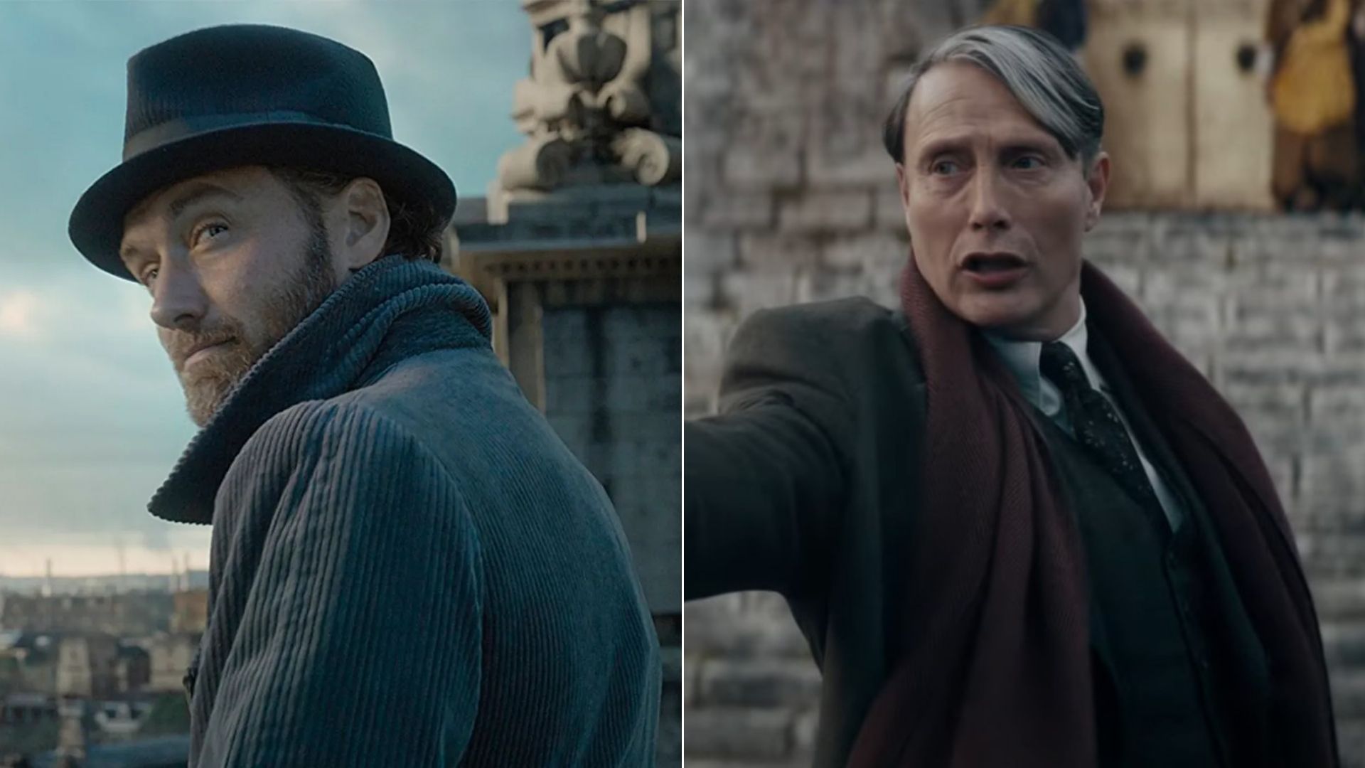 Jude Law e Mads Mikkelsen comentam relação amorosa de seus personagens em “Animais Fantásticos 3”