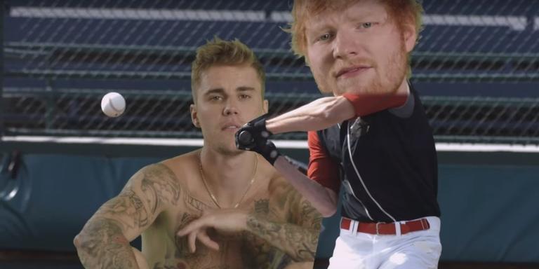 Justin Bieber e Ed Sheeran se divertem com chroma key no clipe de ‘I Don’t Care’