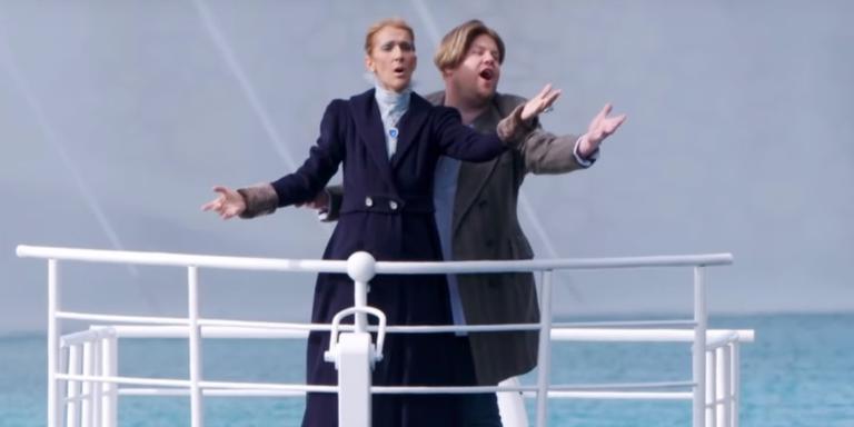 Céline Dion recria cena de ‘Titanic’ no ‘Carpool Karaoke’ de James Corden