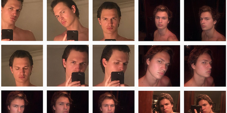 Ansel Elgort postou 17 selfies sem camisa no Instagram em 10 minutos