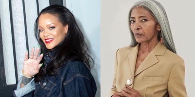 Modelo de 67 anos é escalada para campanha da Fenty, nova grife de Rihanna