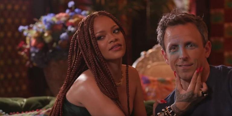 Rihanna e Seth Meyers estão muito bêbados em seu programa; veja