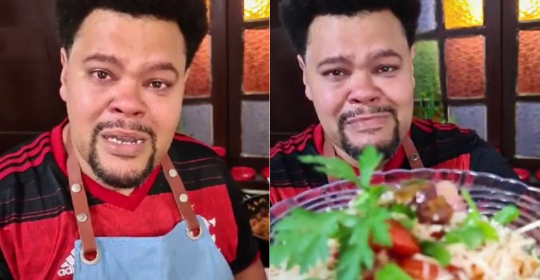 Babu Santana se emociona ao preparar almoço de Dia das Mães em live