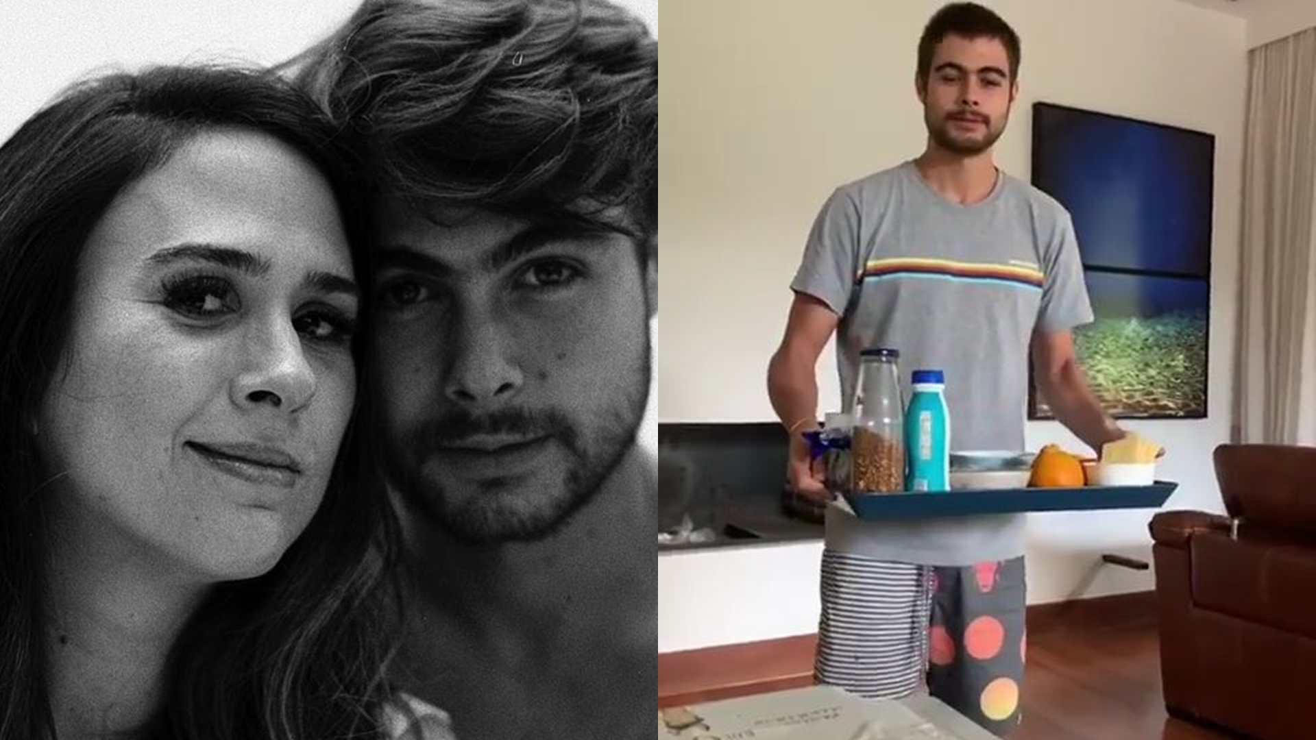 Rafa Vitti, aniversariante do dia, leva café da manhã na cama para Tatá Werneck e enlouquece a internet
