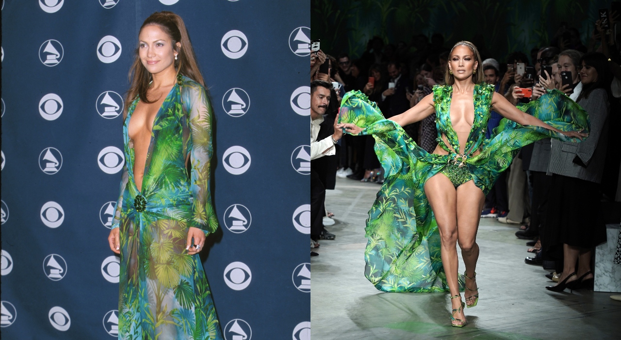 Quase 20 anos depois, Jennifer Lopez volta a usar vestido icônico em desfile da Versace