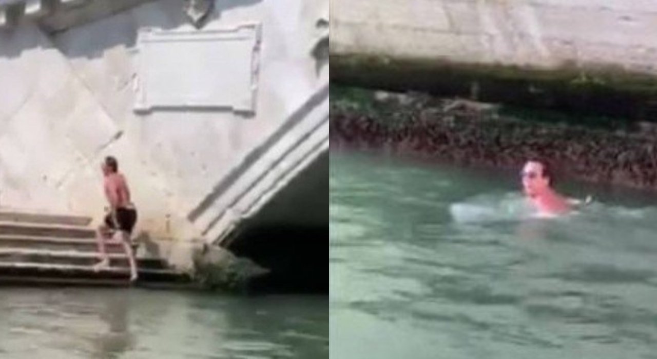 Turistas são multados por mergulharem em canal de Veneza
